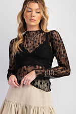 Sheer Lace Top-Shirts & Tops-Easel-Black-Small-Inspired Wings Fashion