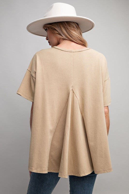 Studded Star Patch Top-Shirts & Tops-Easel-Dusty Khaki-Small-Inspired Wings Fashion