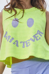 Smile Whatever Cropped Tank-Tops-Bucketlist-Neon Yellow-Small-Inspired Wings Fashion