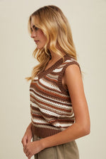 Striped Sweater Vest-Sweaters-Wishlist-Chocolate Multi-Small-Inspired Wings Fashion