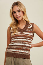 Striped Sweater Vest-Sweaters-Wishlist-Chocolate Multi-Small-Inspired Wings Fashion