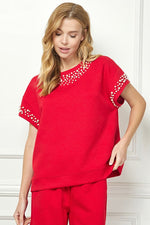 Textured Pearl Top-Shirts & Tops-See and Be Seen-Red-Small-Inspired Wings Fashion