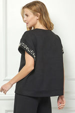 Textured Pearl Top-Shirts & Tops-See and Be Seen-Black-Small-Inspired Wings Fashion