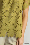 Floral Lace Top-Top-Umgee-Avocado-Small-Inspired Wings Fashion