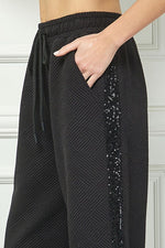 Sequin Trimmed Pants-Pants-See and Be Seen-Black-Small-Inspired Wings Fashion