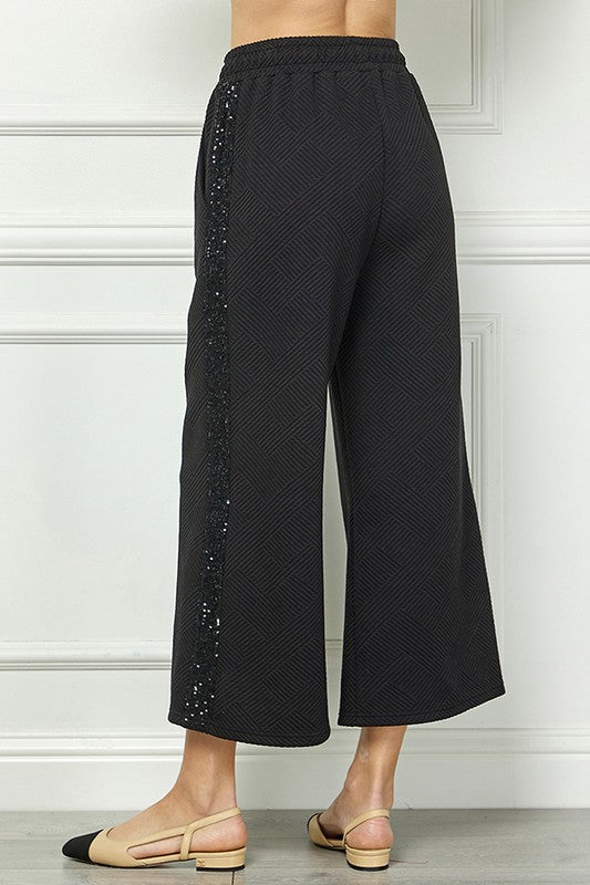 Sequin Trimmed Pants-Pants-See and Be Seen-Black-Small-Inspired Wings Fashion