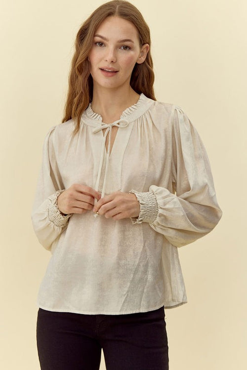 Metallic Frill Neck Top-Shirts & Tops-Jodifl-Gold-Small-Inspired Wings Fashion