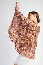 Tiger Stripe Dolman Blouse-Shirts & Tops-Eesome-Brown-Small-Inspired Wings Fashion