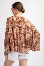 Tiger Stripe Dolman Blouse-Shirts & Tops-Eesome-Brown-Small-Inspired Wings Fashion