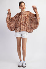 Tiger Stripe Dolman Blouse-Shirts & Tops-Eesome-Brown-Small-Inspired Wings Fashion