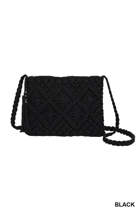 Woven Crochet Shoulder Bag-Bag and Purses-Zenana-Camel-Inspired Wings Fashion