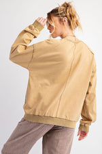 Color Mix Terry Pullover-Pullover-Easel-Camel-Small-Inspired Wings Fashion