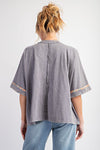 Flower Patch Slub Top-Shirts & Tops-Easel-Khaki-Small-Inspired Wings Fashion