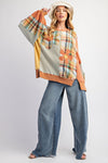 Plaid Daisy Patch Knit Top-Shirts & Tops-Easel-Sage Combo-Small-Inspired Wings Fashion