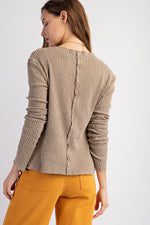 Rib Knit Mock Neck Top-Shirts & Tops-Easel-Mocha-Small-Inspired Wings Fashion