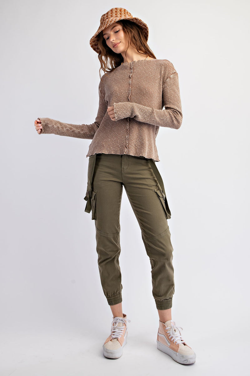 Rib Knit Mock Neck Top-Shirts & Tops-Easel-Mocha-Small-Inspired Wings Fashion