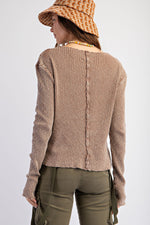 Rib Knit Mock Neck Top-Shirts & Tops-Easel-Mocha-Small-Inspired Wings Fashion