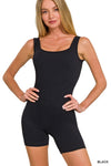 Seamless Ribbed Body Suit-bodysuit-Zenana-Black-S/M-Inspired Wings Fashion