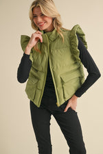 Ruffle Puffer Vest-Vests-Jodifl-Sage-Small-Inspired Wings Fashion