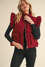 Ruffle Puffer Vest-Vests-Jodifl-Burgundy-Small-Inspired Wings Fashion