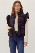 Ruffle Puffer Vest-Vests-Jodifl-Black-Small-Inspired Wings Fashion