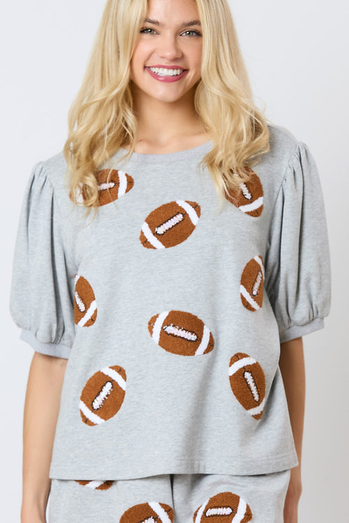 Terry Football Top-Top-Peach Love California-H Grey-Small-Inspired Wings Fashion