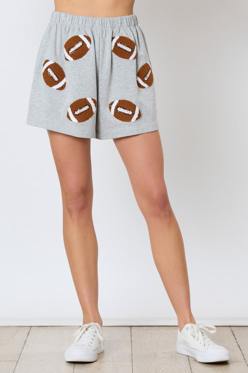 Terry Football Shorts-shorts-Peach Love California-H Grey-Small-Inspired Wings Fashion