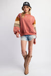 Color Block Pullover-Pullover-Easel-Mauve-Small-Inspired Wings Fashion