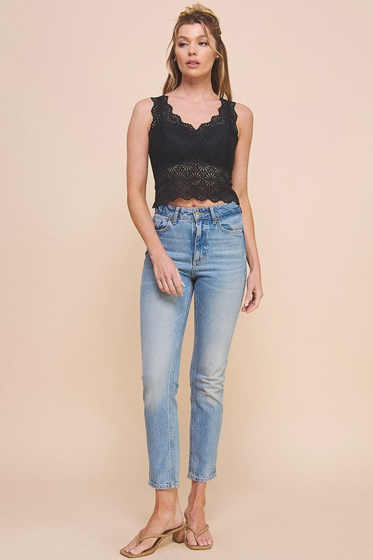 Scallop Lace Bralette-Bralettes-Allie Rose-Black-S/M-Inspired Wings Fashion