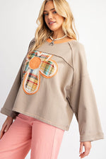 Flower Patch Terry Knit Pullover-Pullover-Easel-Olive Grey-Small-Inspired Wings Fashion