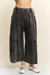 Washed Eyelet Cropped Pants-Pants-J Her-Ashed Black-Small-Inspired Wings Fashion