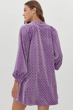 Checkered Velvet Mini Dress-Dresses-Jodifl-Lavender-Small-Inspired Wings Fashion