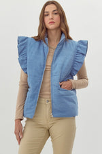 Quilted Ruffle Denim Vest-Vest-Jodifl-Denim-Small-Inspired Wings Fashion