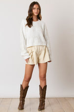 Pearl Ribbon Cropped Sweater-Sweaters-Peach Love California-White-Small-Inspired Wings Fashion