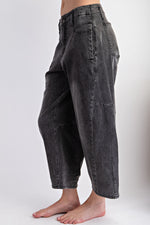 Low Rise Washed Denim Pants-Pants-Easel-Black Denim-Small-Inspired Wings Fashion