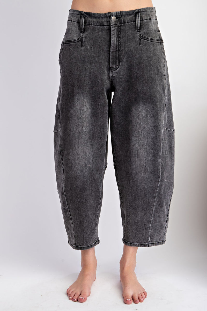 Low Rise Washed Denim Pants-Pants-Easel-Black Denim-Small-Inspired Wings Fashion