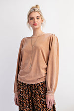 Side Tie Jersey Knit Top-Shirts & Tops-Easel-Camel-Small-Inspired Wings Fashion