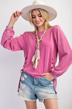 Side Tie Jersey Knit Top-Shirts & Tops-Easel-Orchid-Small-Inspired Wings Fashion