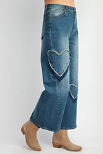 Heart Patch Denim Pants-Pants-Easel-Denim Blue-Small-Inspired Wings Fashion