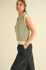 Striped Sleeveless Knit Top-Tops-Heyson-Olive Stripe-Small-Inspired Wings Fashion