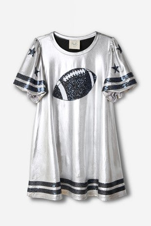 Mini puff sleeve Football Sequin Dress-Dresses-Fantastic Fawn-Silver-Small-Inspired Wings Fashion