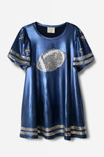 Mini puff sleeve Football Sequin Dress-Dresses-Fantastic Fawn-NAVY-Small-Inspired Wings Fashion