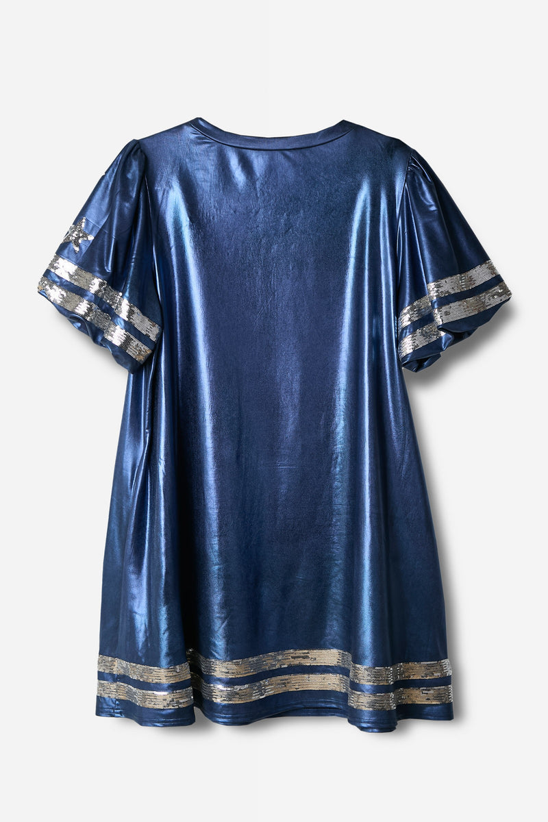 Mini puff sleeve Football Sequin Dress Inspired Wings Fashion Mini puff sleeve Football Sequin Dress Inspired Wings Fashion