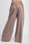 Washed Terry Knit Pants-Pants-Easel-Mocha-Small-Inspired Wings Fashion