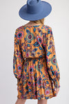 Floral Print Challis Woven Dress-Dress-Easel-Mustard-Small-Inspired Wings Fashion