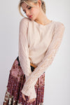 Rib Knit Lace Top-Shirts & Tops-Easel-Black-Small-Inspired Wings Fashion