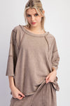 Washed Terry Knit Top-Shirts & Tops-Easel-Mocha-Small-Inspired Wings Fashion