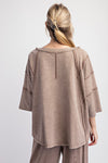 Washed Terry Knit Top-Shirts & Tops-Easel-Mocha-Small-Inspired Wings Fashion