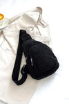 Corduroy Double Pocket Sling Bag-Sling Bag-Zenana-Black-O/S-Inspired Wings Fashion