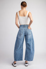 Mineral Washed Barrel Pants-Pants-Eesome-Denim-Small-Inspired Wings Fashion